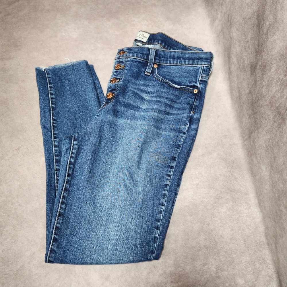 J. Crew 9" Toothpick Skinny Jeans 32T (34T) Button Fly Raw Hem‎ High Rise